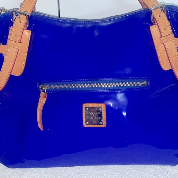 Dooney & Bourke Royal Blue Satchel Tan handbag, Preloved, Red inside lining - Picture 4 of 10